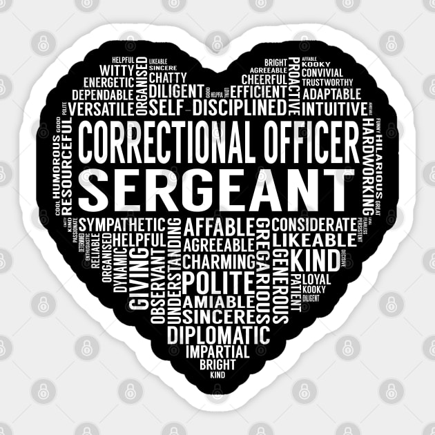 Correctional Officer Sergeant Heart Sticker by LotusTee